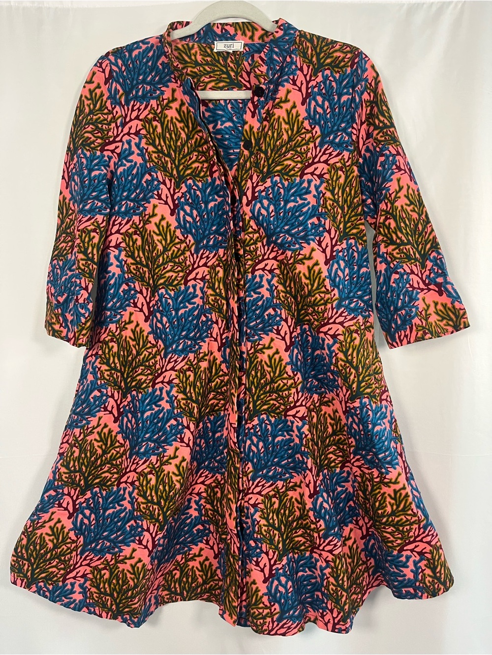 🛍️SALE Zuri Kenya arch anemones cotton a-line button front dress sz xs